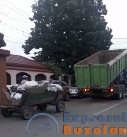 VIDEO Căruță plină cu deșeuri, confiscată de polițiștii locali