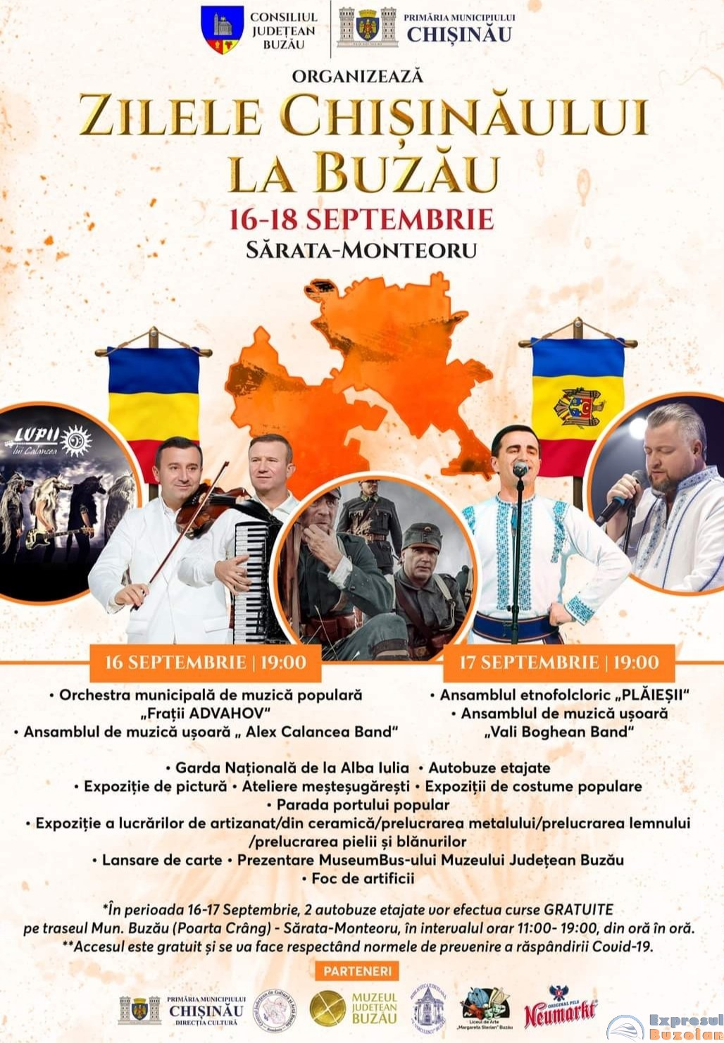„Zilele Chișinăului la Buzău”, spectacole susținute de artiști de peste Prut, tabere militare și alte surprize. Vezi programul complet