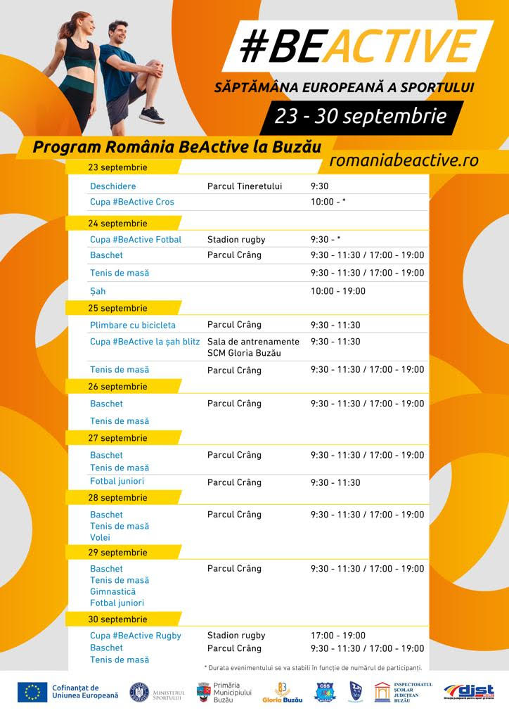 Buzoienii, invitați, cu mic cu mare, să participe la Săptămâna Europeană a Sportului