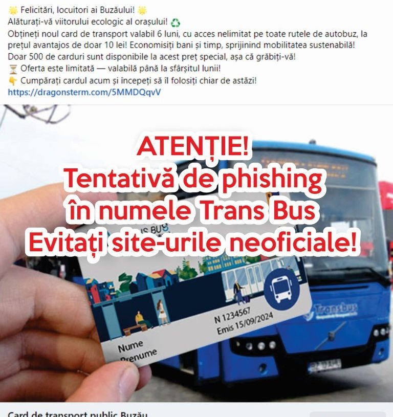Atenție! Tentativă de phishing în numele Trans Bus – Evitați site-urile neoficiale!